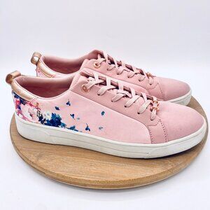 Ted Baker Shoes Womens Pink White 10 Leather Lace Up Jymina Sneakers